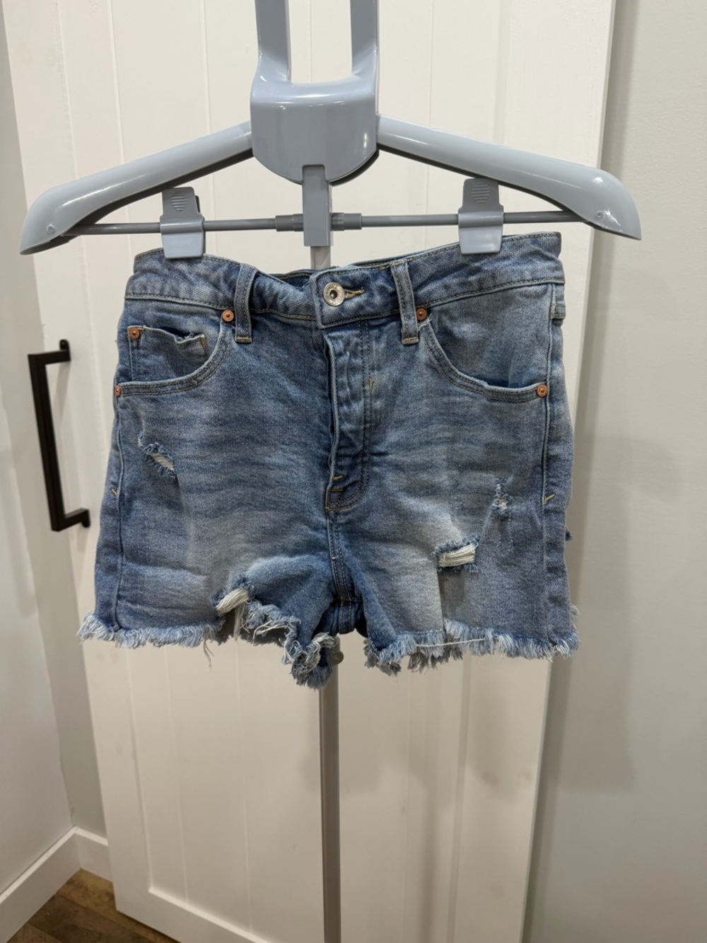 Special A Women’s Light Blue Distressed Denim Shorts - Casual Frayed Hem